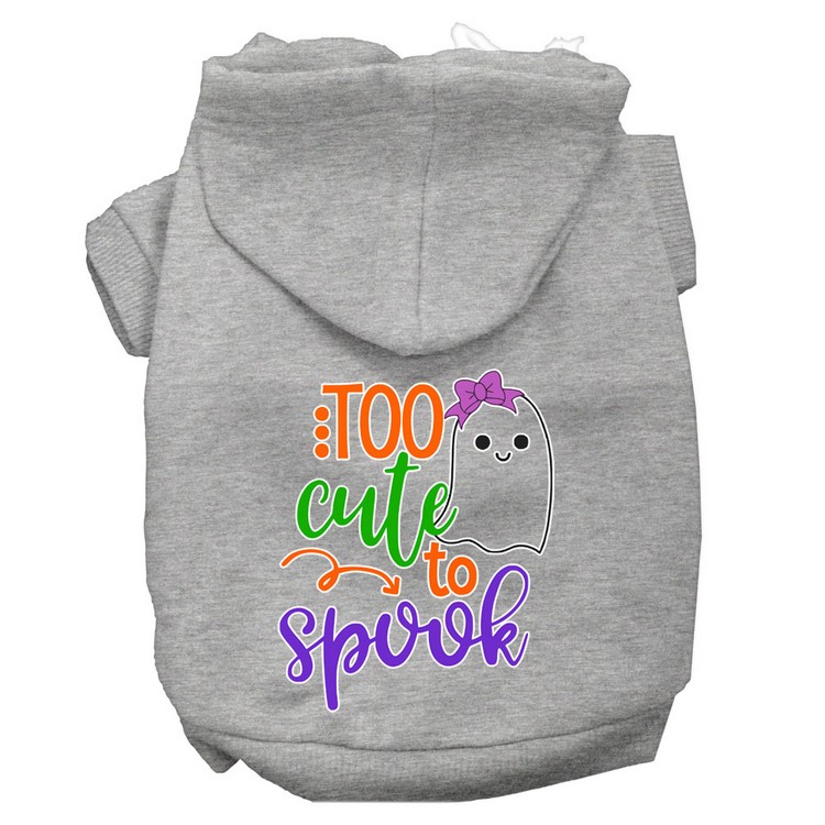 Too Cute to Spook-Girly Ghost Screen Print Dog Hoodie Grey XL